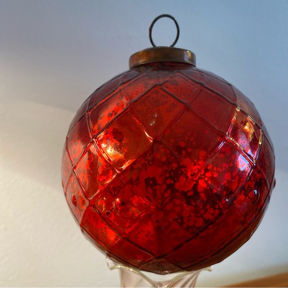 Antique Ruby Red Mercury Glass German Kugel Christmas Ornament Rare 134 Grams - Picture 3 of 9